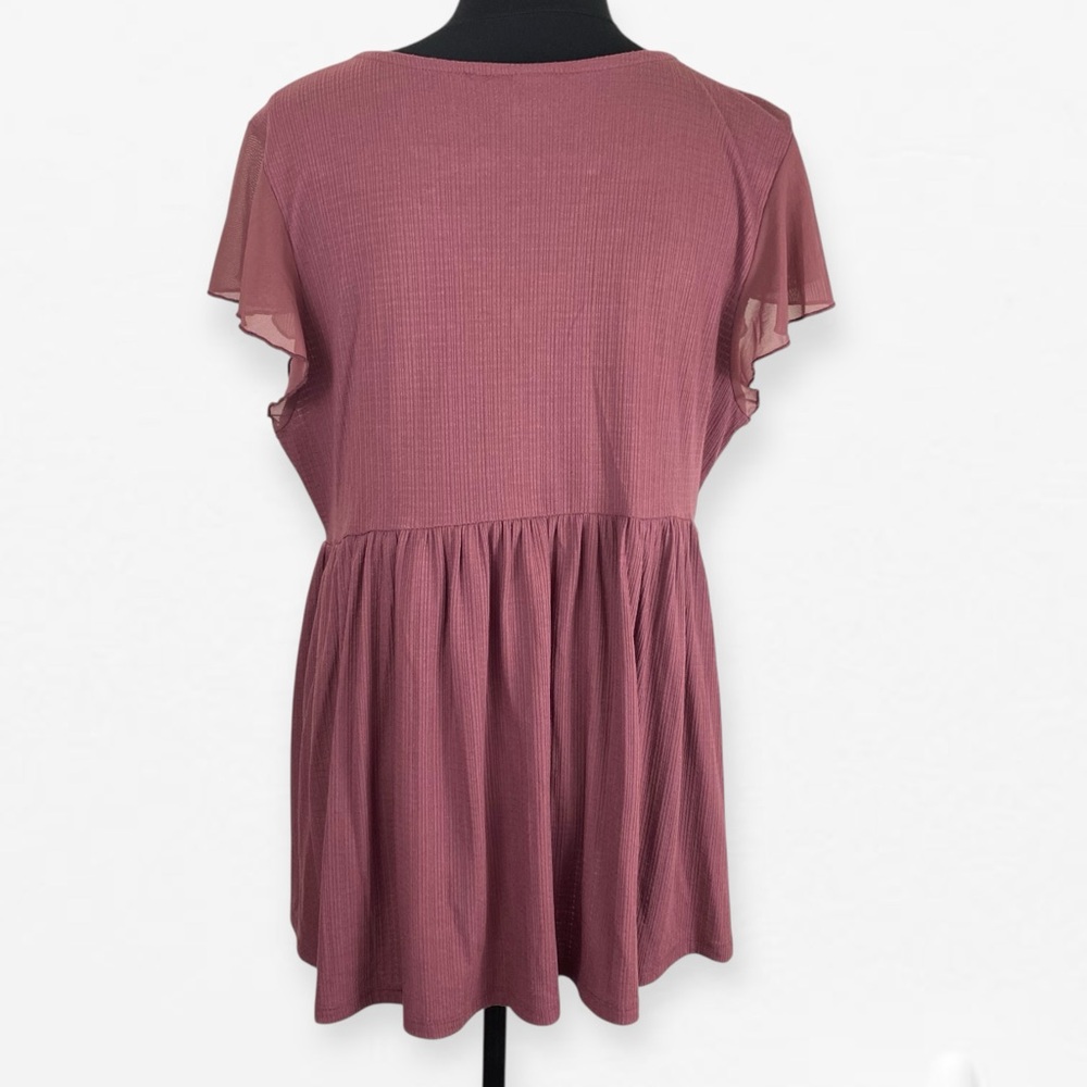 Torrid Dusty Rose Embroidered v-neck peplum empire waist Blouse Top 1 plus size - Picture 4 of 8